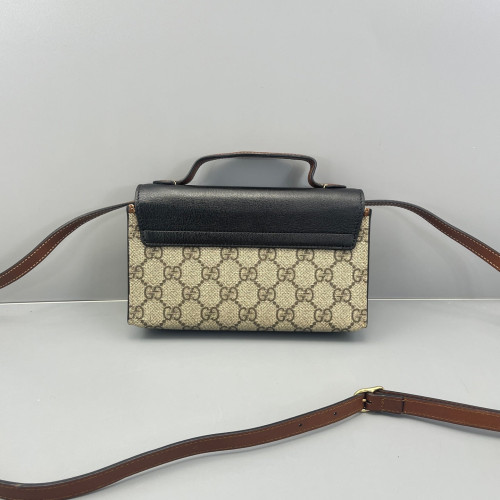 Gucci Mini Padlock Shoulder Bag GG Monogram Black Brown