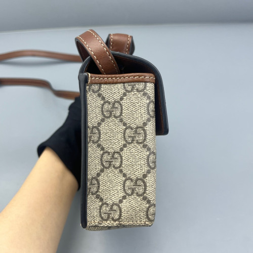 Gucci Mini Padlock Shoulder Bag GG Monogram Black Brown