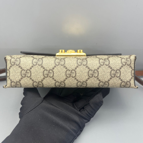 Gucci Mini Padlock Shoulder Bag GG Monogram Black Brown