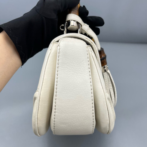 Gucci Bamboo Bamboo 1947 Medium Calfskin White