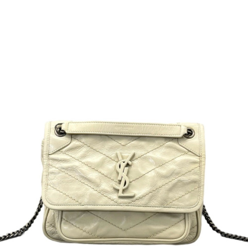Yves Saint Laurent Mini Niki Chain Pull Up Leather White Yves Saint Laurent Mini Niki Chain Pull Up Leather White