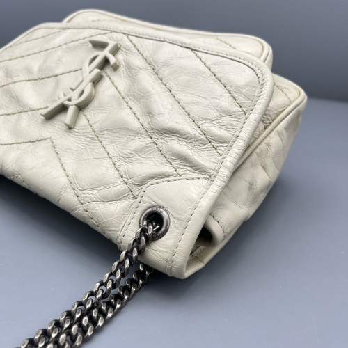 Yves Saint Laurent Mini Niki Chain Pull Up Leather White Yves Saint Laurent Mini Niki Chain Pull Up Leather White
