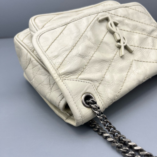 Yves Saint Laurent Mini Niki Chain Pull Up Leather White Yves Saint Laurent Mini Niki Chain Pull Up Leather White