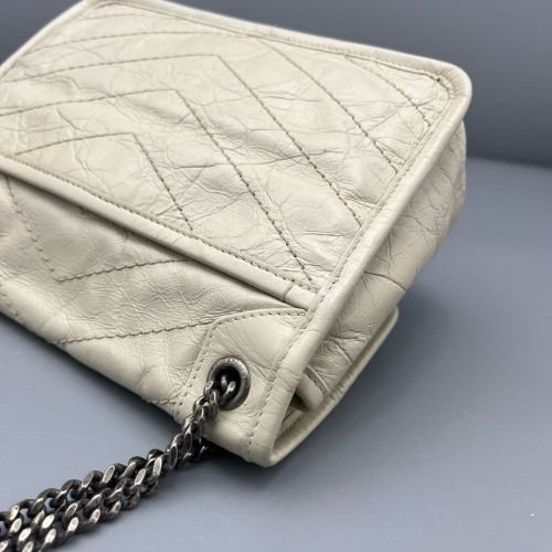 Yves Saint Laurent Mini Niki Chain Pull Up Leather White Yves Saint Laurent Mini Niki Chain Pull Up Leather White
