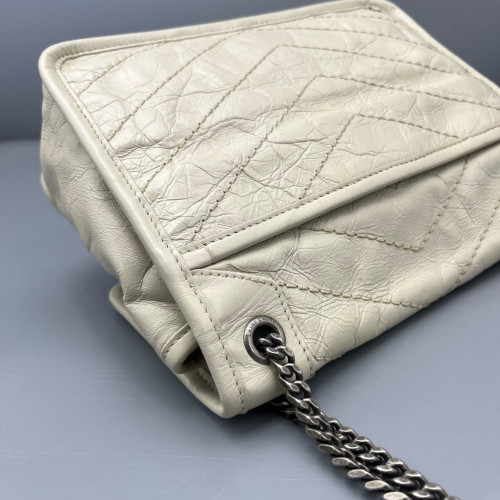 Yves Saint Laurent Mini Niki Chain Pull Up Leather White Yves Saint Laurent Mini Niki Chain Pull Up Leather White