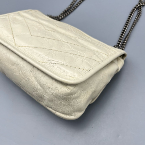 Yves Saint Laurent Mini Niki Chain Pull Up Leather White Yves Saint Laurent Mini Niki Chain Pull Up Leather White