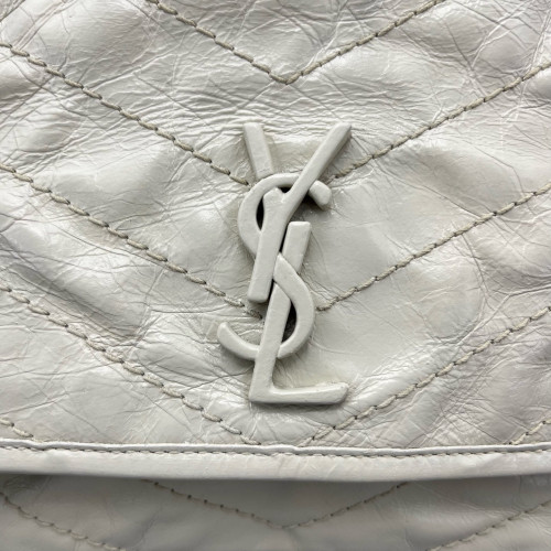 Yves Saint Laurent Mini Niki Chain Pull Up Leather White Yves Saint Laurent Mini Niki Chain Pull Up Leather White