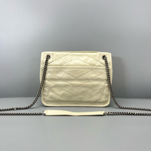 Yves Saint Laurent Mini Niki Chain Pull Up Leather White Yves Saint Laurent Mini Niki Chain Pull Up Leather White