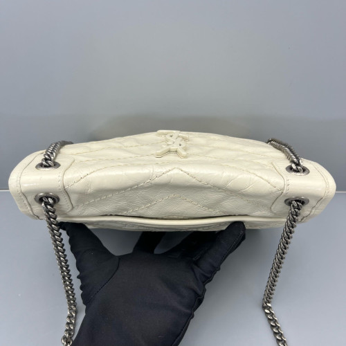Yves Saint Laurent Mini Niki Chain Pull Up Leather White Yves Saint Laurent Mini Niki Chain Pull Up Leather White