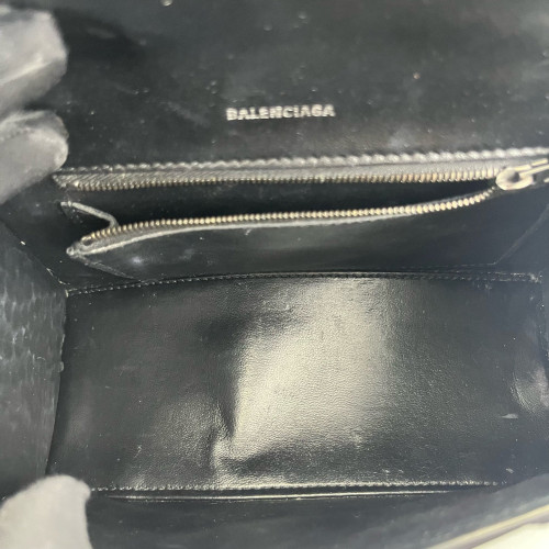 Balenciaga Hourglass Small Calfskin Crocodile Embossed Black