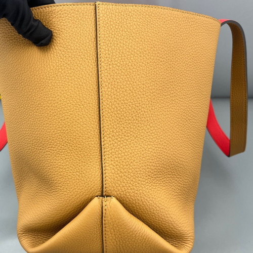 Moynat Tote Bag Grained Calfskin Tan Red Moynat Tote Bag Grained Calfskin Tan Red