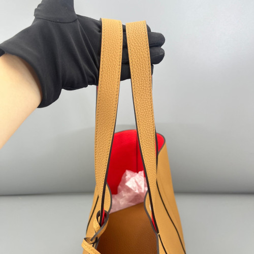 Moynat Tote Bag Grained Calfskin Tan Red Moynat Tote Bag Grained Calfskin Tan Red