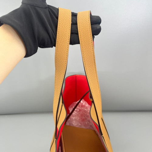 Moynat Tote Bag Grained Calfskin Tan Red Moynat Tote Bag Grained Calfskin Tan Red
