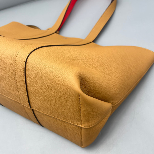 Moynat Tote Bag Grained Calfskin Tan Red Moynat Tote Bag Grained Calfskin Tan Red
