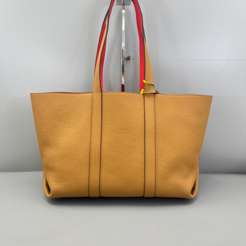 Moynat Tote Bag Grained Calfskin Tan Red Moynat Tote Bag Grained Calfskin Tan Red