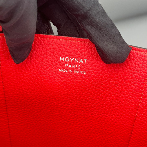 Moynat Tote Bag Grained Calfskin Tan Red Moynat Tote Bag Grained Calfskin Tan Red