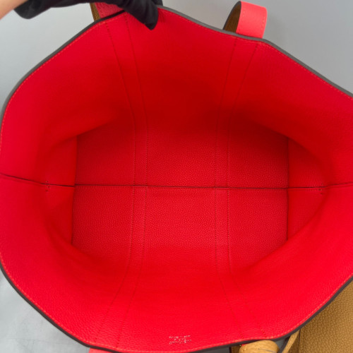 Moynat Tote Bag Grained Calfskin Tan Red Moynat Tote Bag Grained Calfskin Tan Red