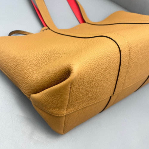 Moynat Tote Bag Grained Calfskin Tan Red Moynat Tote Bag Grained Calfskin Tan Red