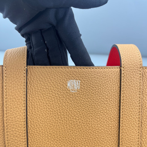 Moynat Tote Bag Grained Calfskin Tan Red Moynat Tote Bag Grained Calfskin Tan Red