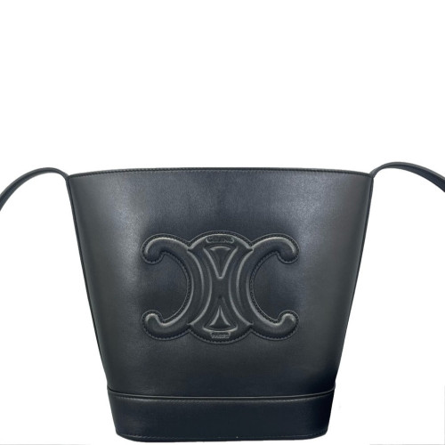 Celine Triomphe Triomphe Bucket Bag Small Calfskin Black