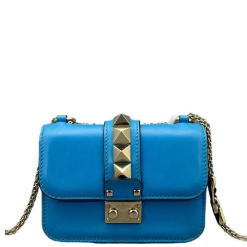 Valentino Rockstud Wallet On Chain WOC Calfskin Blue
