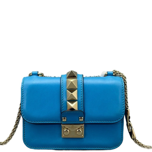 Valentino Rockstud Wallet On Chain WOC Calfskin Blue