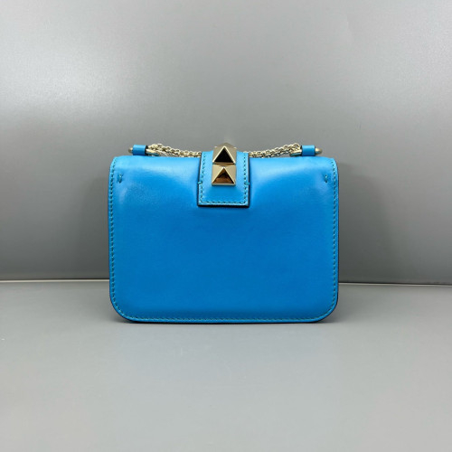 Valentino Rockstud Wallet On Chain WOC Calfskin Blue