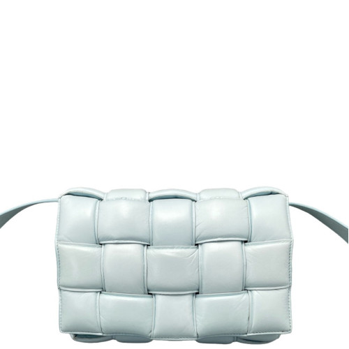 Bottega Veneta Small Padded Cassette Crossbody Bag Lambskin Maxi Intrecciato Light Blue