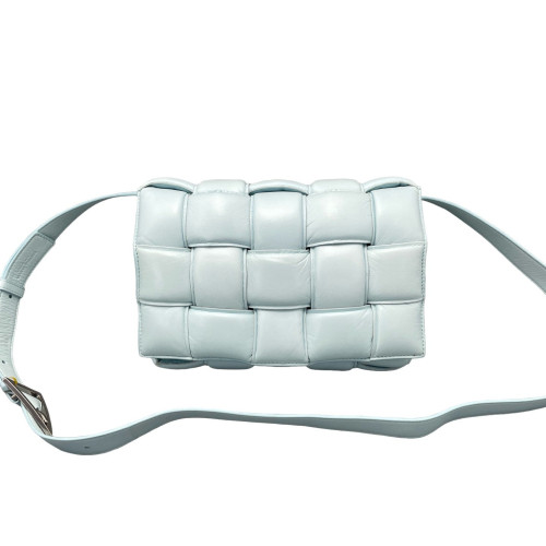 Bottega Veneta Small Padded Cassette Crossbody Bag Lambskin Maxi Intrecciato Light Blue