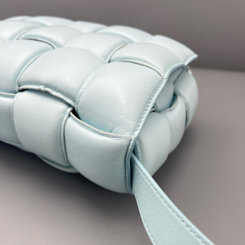 Bottega Veneta Small Padded Cassette Crossbody Bag Lambskin Maxi Intrecciato Light Blue