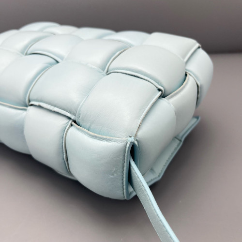 Bottega Veneta Small Padded Cassette Crossbody Bag Lambskin Maxi Intrecciato Light Blue