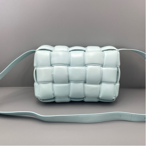 Bottega Veneta Small Padded Cassette Crossbody Bag Lambskin Maxi Intrecciato Light Blue