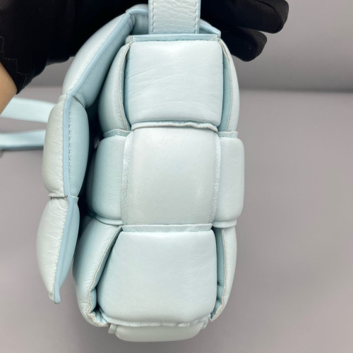 Bottega Veneta Small Padded Cassette Crossbody Bag Lambskin Maxi Intrecciato Light Blue