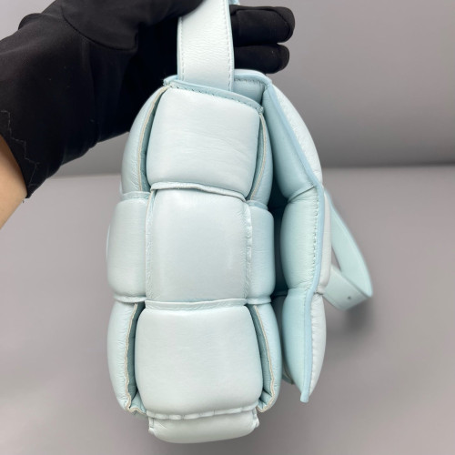 Bottega Veneta Small Padded Cassette Crossbody Bag Lambskin Maxi Intrecciato Light Blue