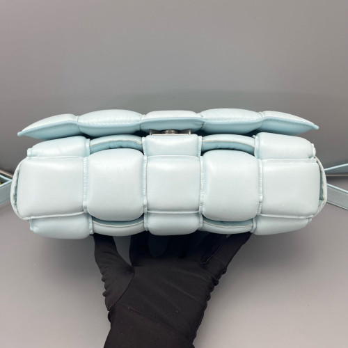 Bottega Veneta Small Padded Cassette Crossbody Bag Lambskin Maxi Intrecciato Light Blue