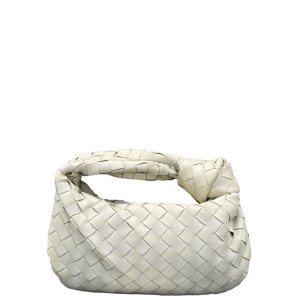 Bottega Veneta Mini Jodie Lambskin Intrecciato Nappa White