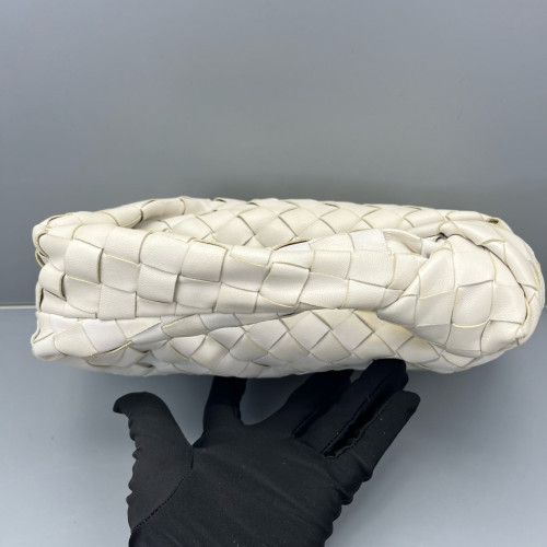 Bottega Veneta Mini Jodie Lambskin Intrecciato Nappa White