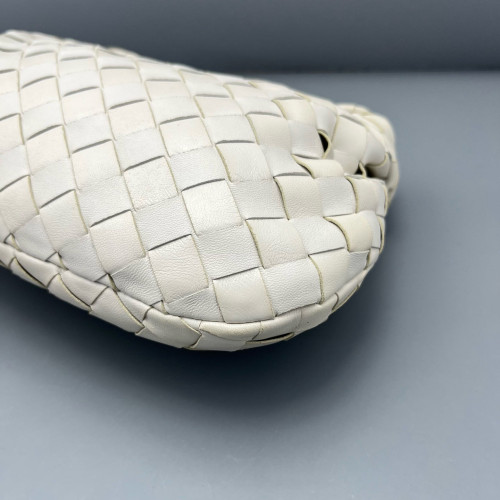 Bottega Veneta Mini Jodie Lambskin Intrecciato Nappa White