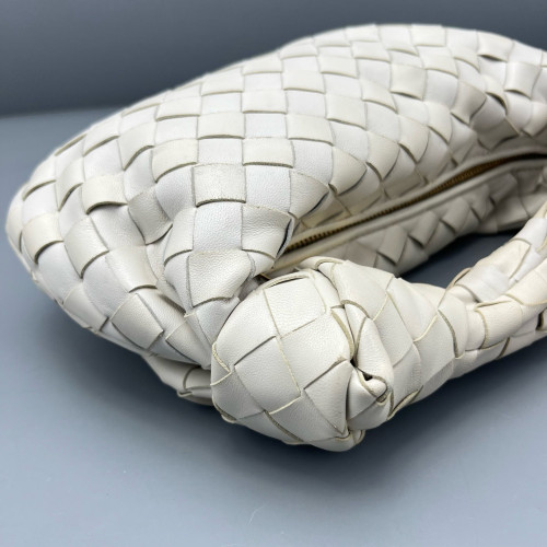 Bottega Veneta Mini Jodie Lambskin Intrecciato Nappa White