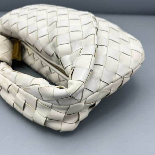 Bottega Veneta Mini Jodie Lambskin Intrecciato Nappa White