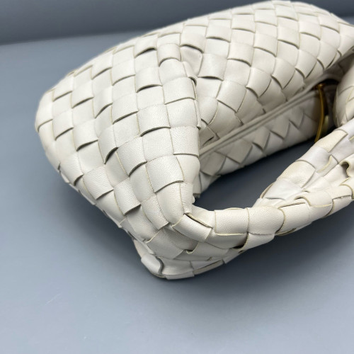 Bottega Veneta Mini Jodie Lambskin Intrecciato Nappa White