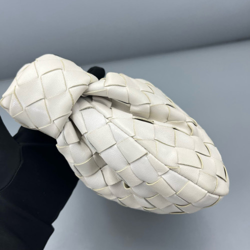 Bottega Veneta Mini Jodie Lambskin Intrecciato Nappa White