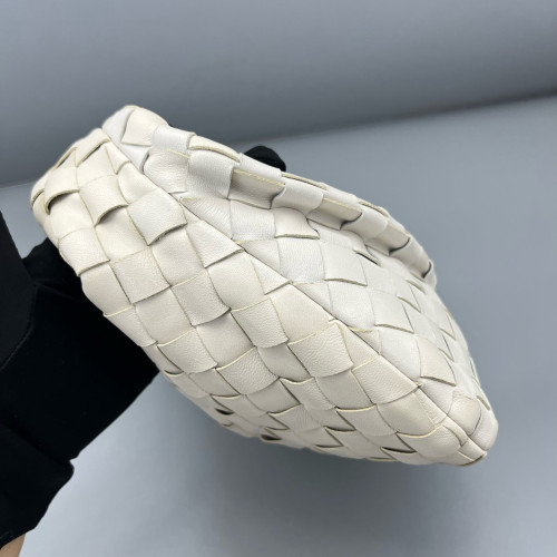 Bottega Veneta Mini Jodie Lambskin Intrecciato Nappa White