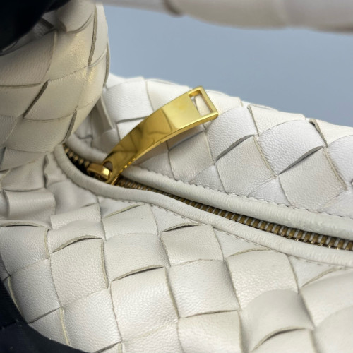 Bottega Veneta Mini Jodie Lambskin Intrecciato Nappa White