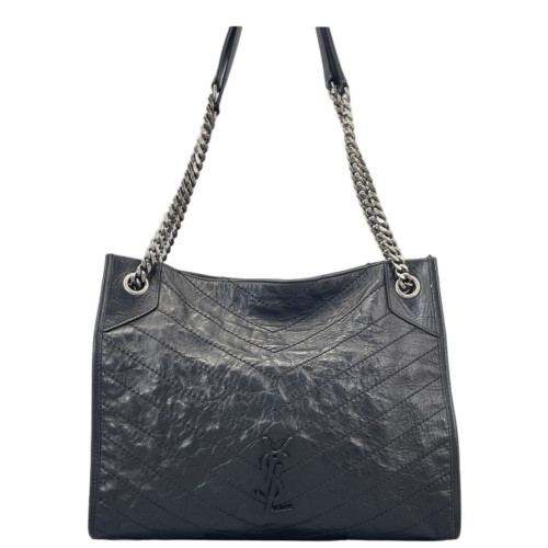 Yves Saint Laurent Medium Niki Shopping Tote Pull Up Leather Black