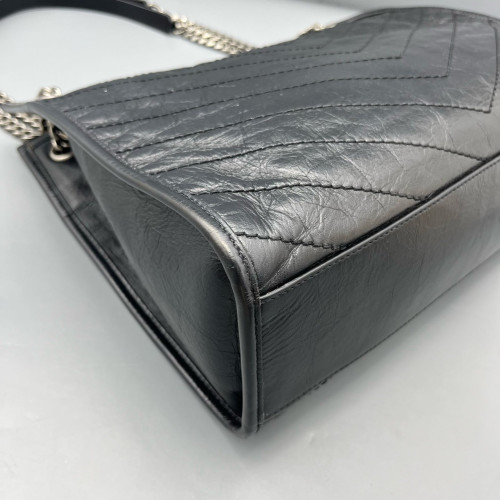 Yves Saint Laurent Medium Niki Shopping Tote Pull Up Leather Black