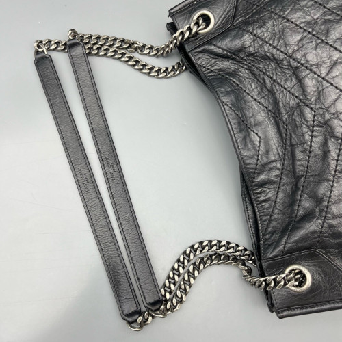Yves Saint Laurent Medium Niki Shopping Tote Pull Up Leather Black