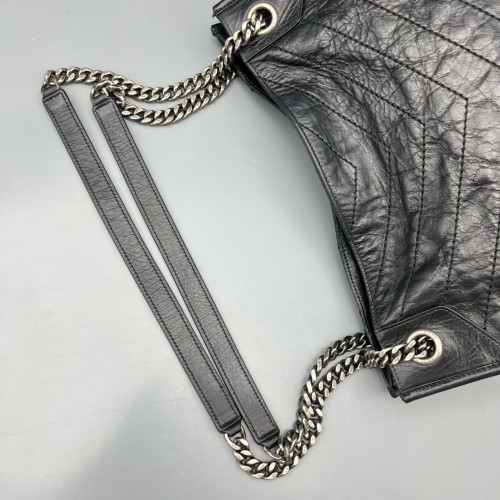 Yves Saint Laurent Medium Niki Shopping Tote Pull Up Leather Black