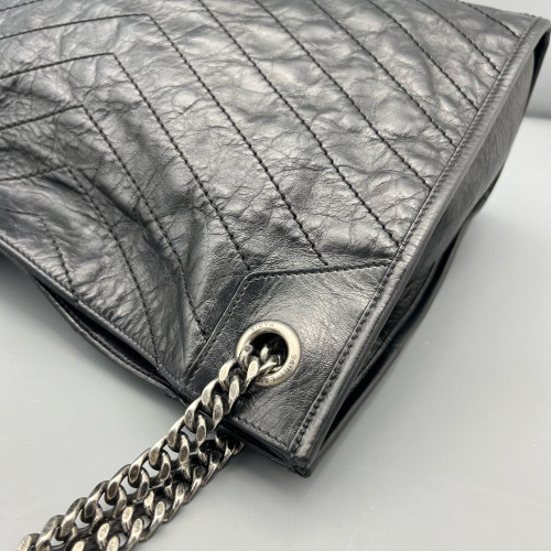 Yves Saint Laurent Medium Niki Shopping Tote Pull Up Leather Black