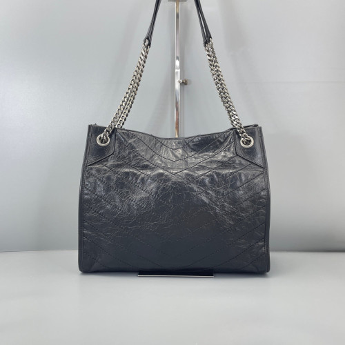 Yves Saint Laurent Medium Niki Shopping Tote Pull Up Leather Black